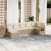 vidaXL 7-tlg. Garten-Sofagarnitur mit Kissen Beige Poly Rattan