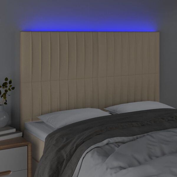 vidaXL LED Kopfteil Creme 144x5x118/128 cm Stoff