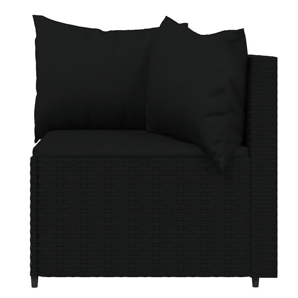 vidaXL Garten-Ecksofas mit Kissen 2 Stk. Schwarz Poly Rattan