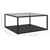 vidaXL Couchtisch Transparent und Schwarz 80x80x35 cm Hartglas