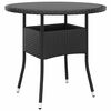 vidaXL Gartentisch &Oslash;80x75 cm Hartglas und Poly Rattan Schwarz