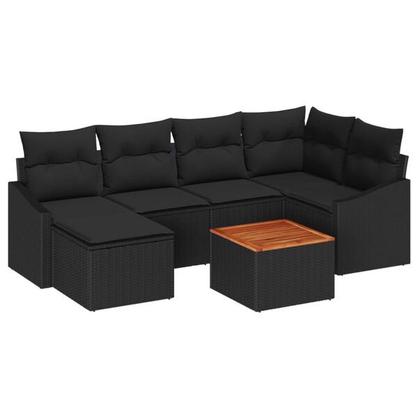 vidaXL Gartensofa-set mit Speicher 7 pcs Schwarz Poly-Rattan