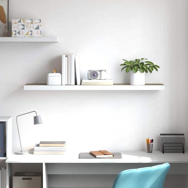 vidaXL Schweberegal Eichen-Optik und Wei&szlig; 120x23,5x3,8 cm MDF