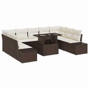 vidaXL Gartensofa-set mit Kissen 10 pcs Braun und Creme Poly-Rattan