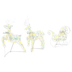 vidaXL LED Rentiere mit 60 LEDs 3 pcs Warmes Wei&szlig; PET