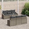 vidaXL Sofa Set mit Kissen mit Speicher 7 pcs Grau Poly-Rattan