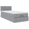 vidaXL Ottoman-Bett mit Matratze & LEDs Hellgrau 90x190 cm Stoff