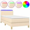 vidaXL Boxspringbett mit Matratze & LED Creme 90x200 cm Stoff
