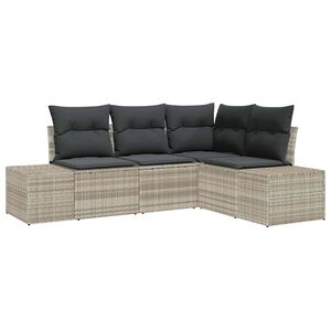 vidaXL Gartensofa-set mit Speicher 4 pcs Hellgrau Poly-Rattan