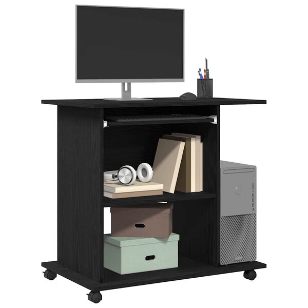 vidaXL Computertisch Eiche schwarz 80x50x75 cm Holzwerkstoff