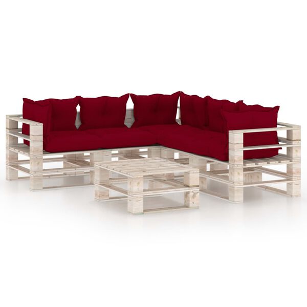 vidaXL 6-tlg. Garten-Lounge-Set aus Paletten mit Kissen Kiefernholz