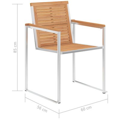 vidaXL Gartenstühle mit Kissen 2 Stk. Massivholz Teak und Stahl
