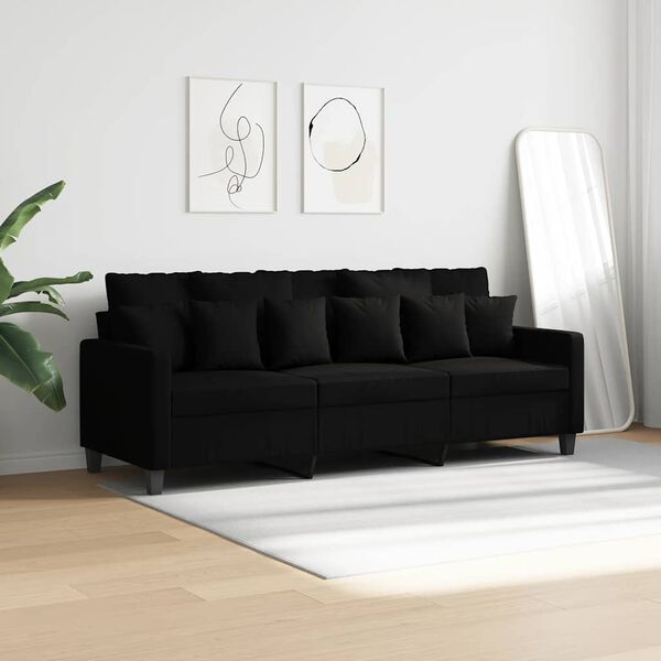 vidaXL 3-Sitzer-Sofa Schwarz 180 cm Stoff