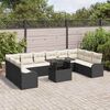 vidaXL Garten-Sofa-Set mit Kissen 11 pcs Schwarz Poly Rattan