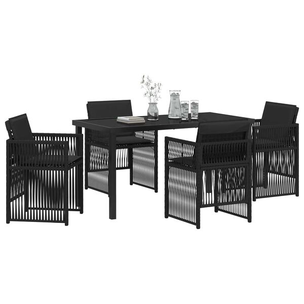 vidaXL Garten Essgruppe 5 pcs Schwarz Poly Rattan