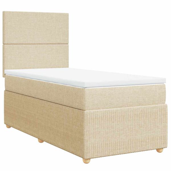 vidaXL Boxspringbett mit Matratze Creme 90x200 cm Stoff