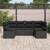 vidaXL Sofa Set mit Kissen 6 pcs Schwarz Poly-Rattan