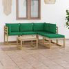 vidaXL 6-tlg. Garten-Lounge-Set mit Gr&uuml;nen Kissen