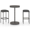 vidaXL 3-tlg. Gartenbar-Set mit Kissen Poly Rattan Grau