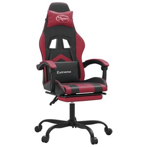 vidaXL Gaming-Stuhl mit Fu&szlig;st&uuml;tze Schwarz und Weinrot Kunstleder