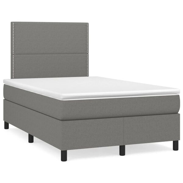vidaXL Boxspringbett mit Matratze & LED Dunkelgrau 120x190 cm Stoff