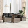 vidaXL Garten-Sofa-Set mit Kissen mit Speicher 6 pcs Grau Poly Rattan