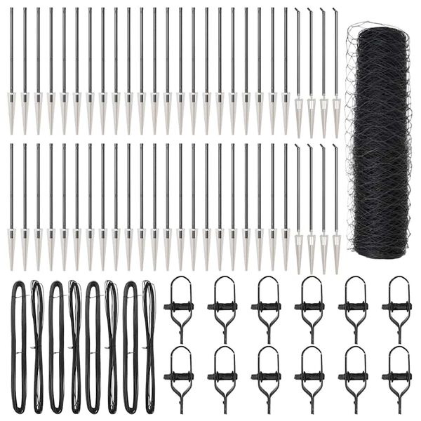 vidaXL Zaunpfosten Grau 100 x 1 m (36 mm Maschenweite) Stahl und PVC