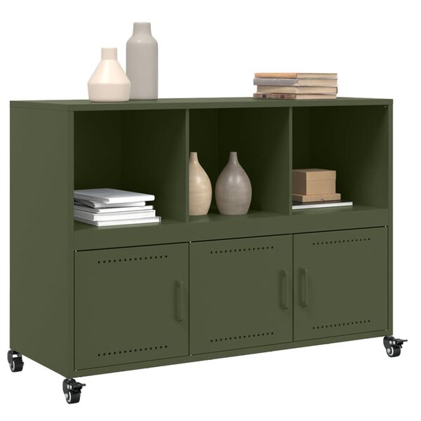 vidaXL Sideboard Olivgr&uuml;n 100,5x39x72 cm Stahl