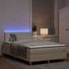 vidaXL LED Boxspringbett mit Matratze mit LED Creme 120 x 190 cm Stoff