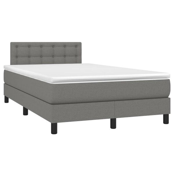 vidaXL Boxspringbett mit Matratze Dunkelgrau 120x200 cm Stoff