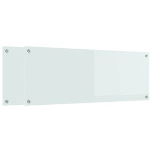 vidaXL K&uuml;chenr&uuml;ckwand 2 stk. Wei&szlig; 110 x 40 cm Geh&auml;rtetes Glas