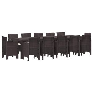 vidaXL Garten Essgruppe mit Kissen 13 pcs Braun Rattan