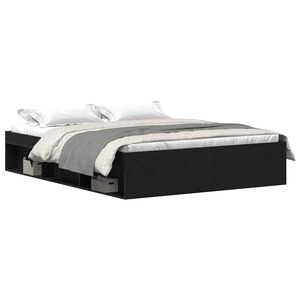 vidaXL Bettgestell ohne Matratze Schwarz Eichen-Optik 150x200 cm