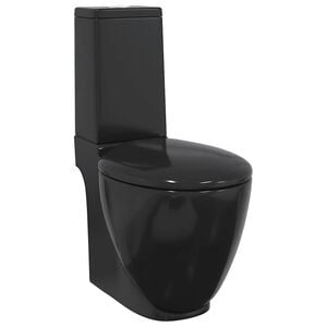 vidaXL Keramik-Toilette Abgang Horizontal Schwarz