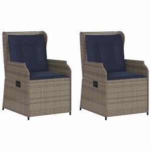 vidaXL Gartenbank 2 Stk. Grau Poly-Rattan