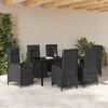 vidaXL Garten Essgruppe mit Kissen 7 pcs Schwarz Poly-Rattan