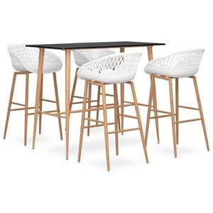 vidaXL 5-tlg. Bar-Set Schwarz und Wei&szlig;