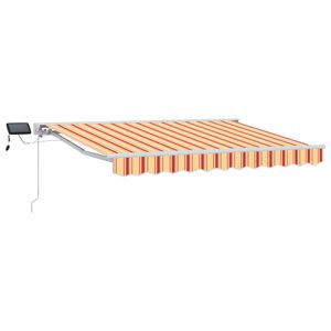 vidaXL Manueller Markisenrahmen mit LEDs Gelb und Orange 2,5 x 2 m