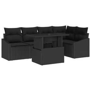 vidaXL Garten-Sofa-Set mit Kissen mit Speicher 6 pcs Schwarz