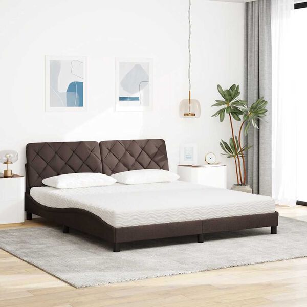 vidaXL Bett mit Matratze Dunkelbraun 180x200 cm Stoff