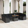 vidaXL Garten-Sofa-Set mit Speicher 11 pcs Schwarz Poly Rattan