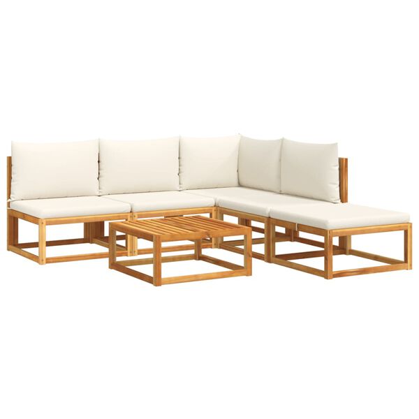 vidaXL 6-tlg. Gartensofa-Set mit Kissen Holz Akazie & Rattan