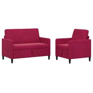 vidaXL Sofa Set mit Stauraum 2 stk. Weinrot Polyester