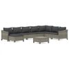 vidaXL 9-tlg. Garten-Lounge-Set mit Kissen Grau Poly Rattan