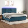vidaXL Boxspringbett mit Matratze & LED Dunkelblau 200x200 cm Samt