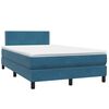 vidaXL Boxspringbett mit Matratze & LED Dunkelblau 120x220 cm Samt
