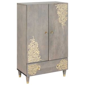 vidaXL Highboard Grau 60 x 33 x 100 cm Massivholz Mango