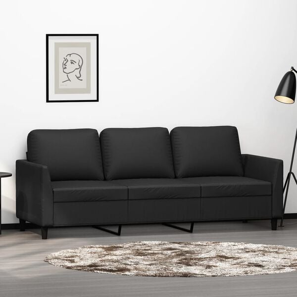vidaXL 3-Sitzer-Sofa Schwarz 180 cm Kunstleder