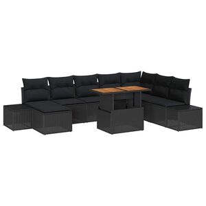 vidaXL Gartensofa-set 9 stk. Schwarz Poly-Rattan