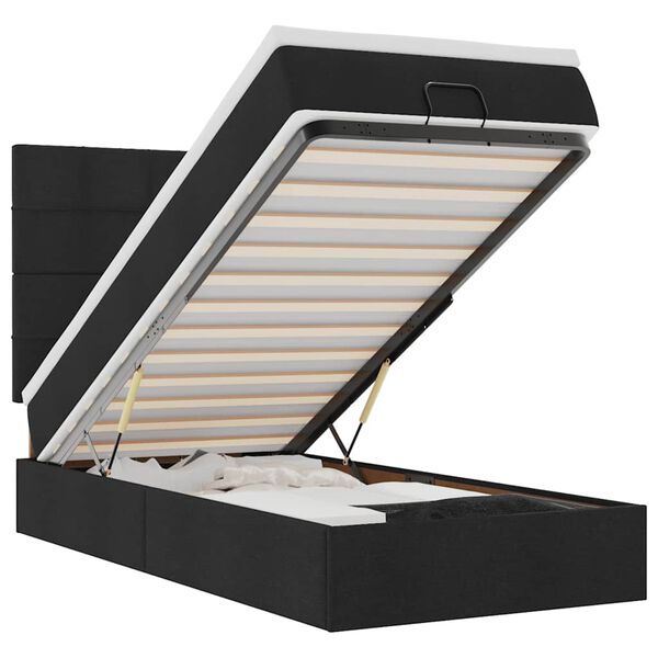 vidaXL Ottoman-Bett mit Matratze Schwarz 90x200 cm Stoff